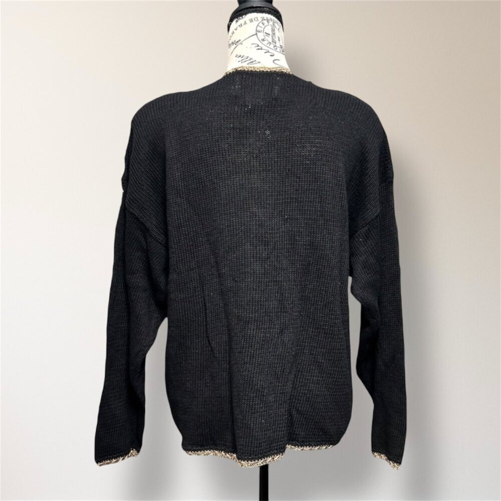 Heirloom Collectibles L Black‎ Floral Embroidered Cardigan Boho Cottage Y2K NWT - Picture 3 of 7